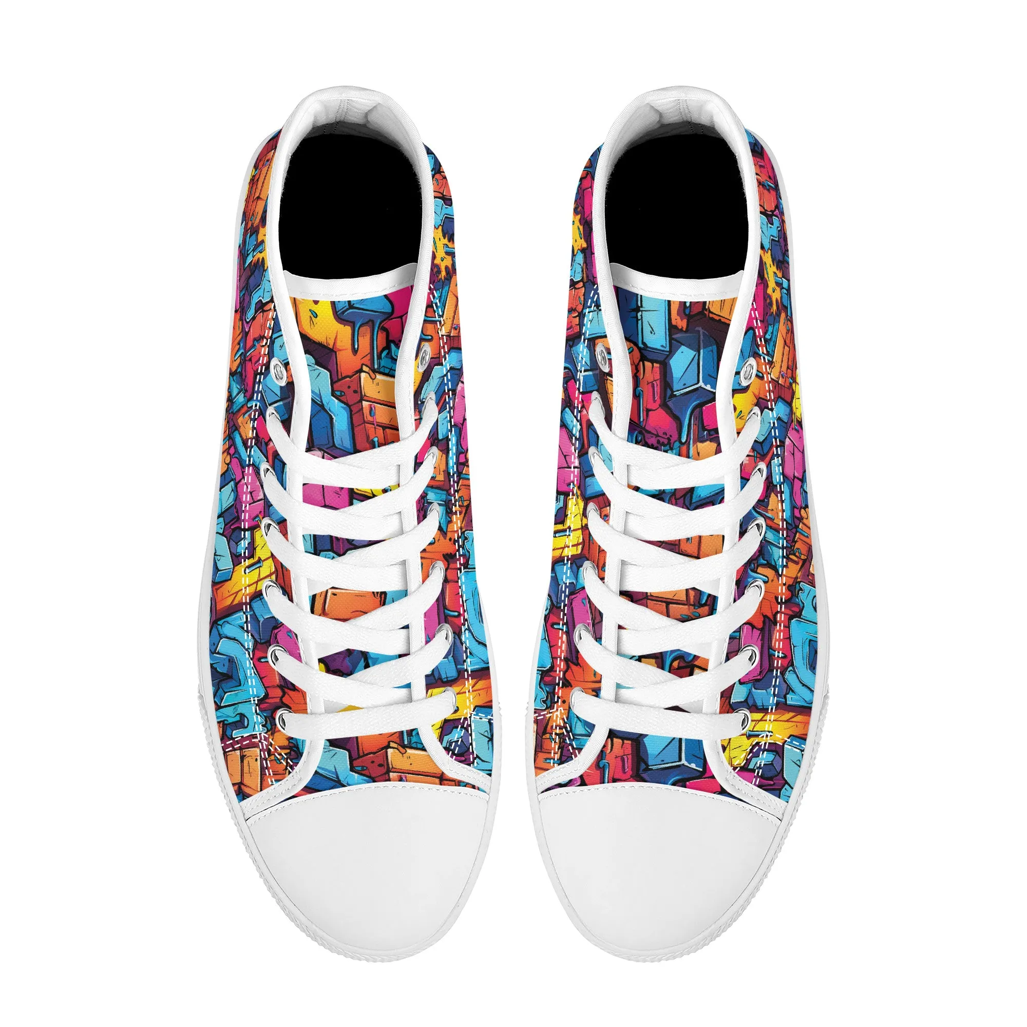 3D Abstract Street Graffiti Converse Style High Tops