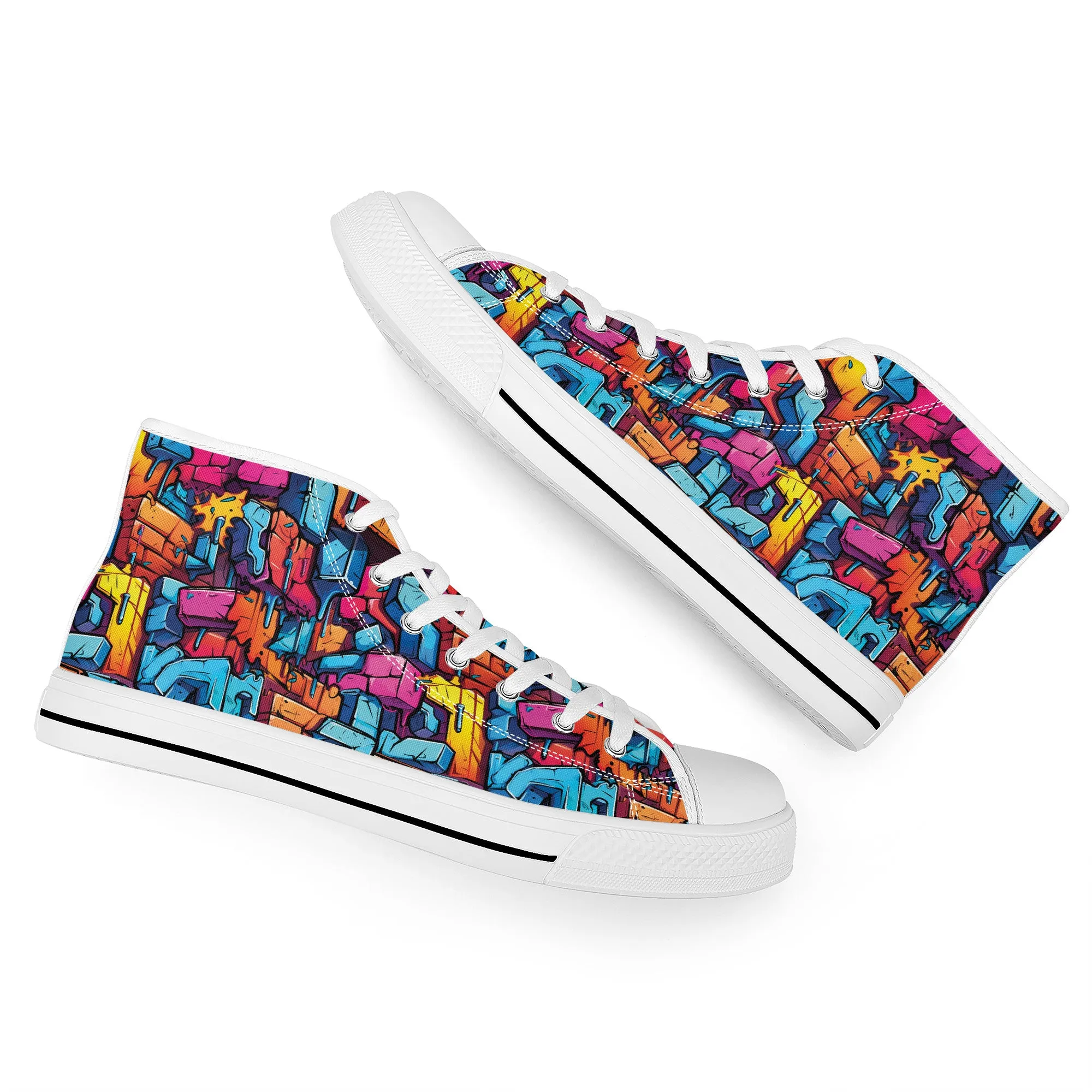 3D Abstract Street Graffiti Converse Style High Tops