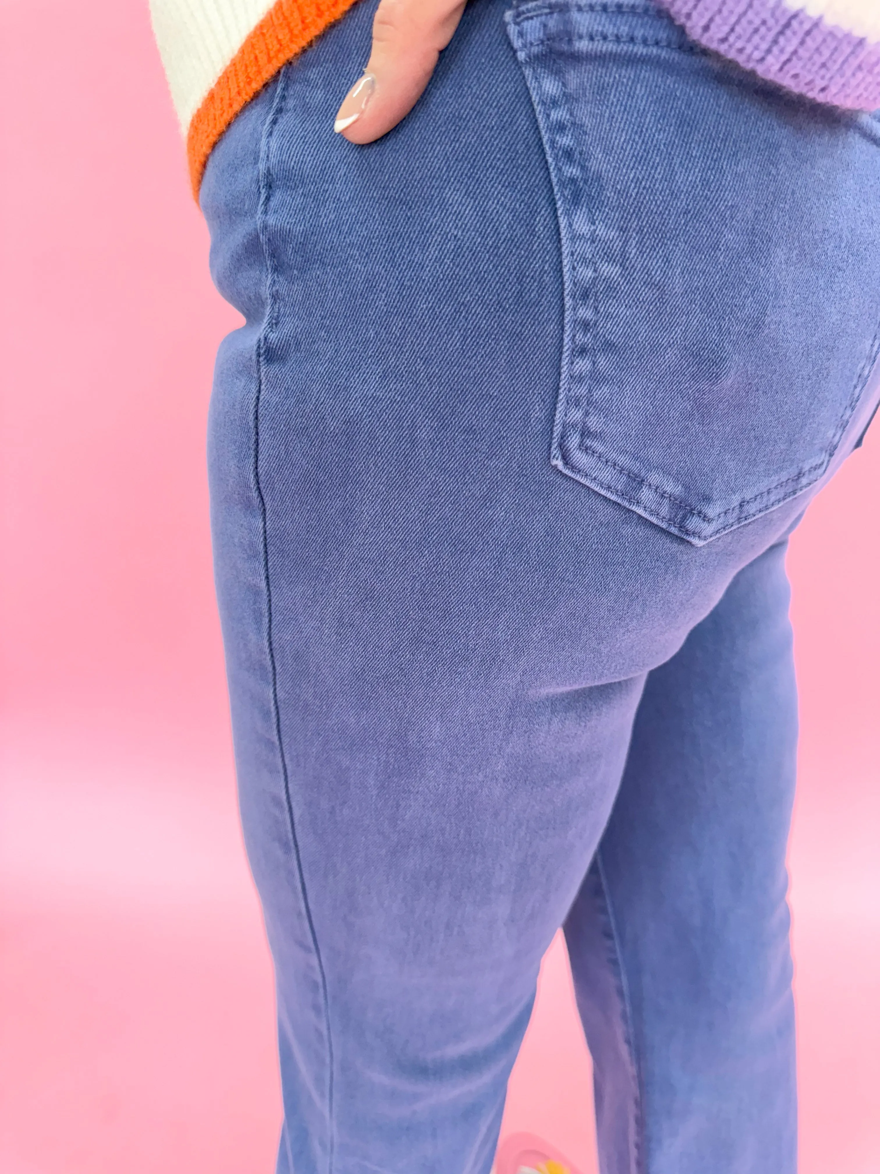 Acid Wash Crop Straight Pant - Marlin