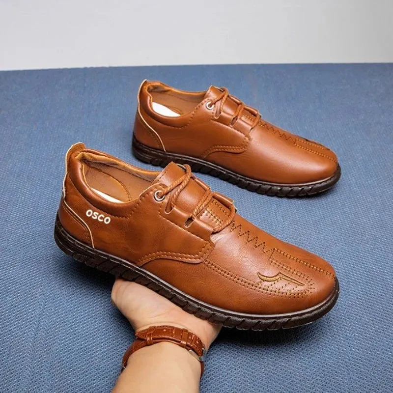 Aidase Man Casual ShoeRound Toe Office Oxfords Flat Retro Common Designer Size 45 on Sale Adults Luxury Summer Leather Shoes for Men