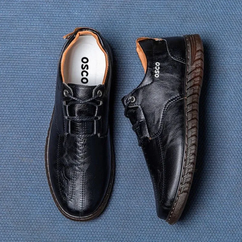Aidase Man Casual ShoeRound Toe Office Oxfords Flat Retro Common Designer Size 45 on Sale Adults Luxury Summer Leather Shoes for Men