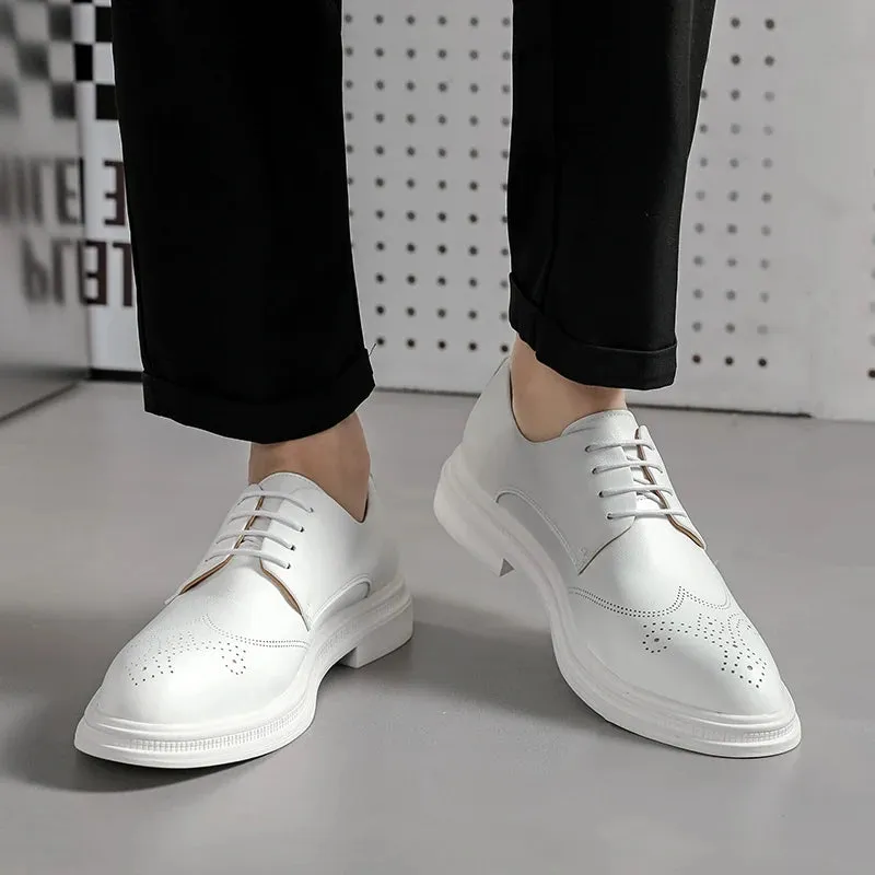 Aidase Men shoes lace up oxfords Luxury Casual White Leather Leisure Dress Shoes Comfort Handmade Trend Fashion wedding party Shoes