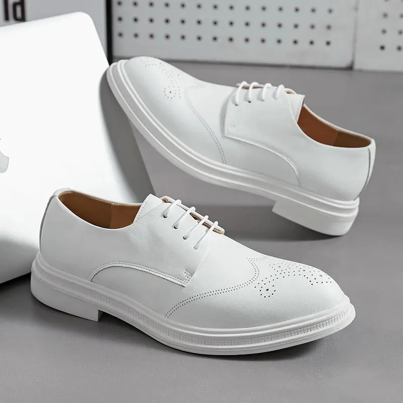Aidase Men shoes lace up oxfords Luxury Casual White Leather Leisure Dress Shoes Comfort Handmade Trend Fashion wedding party Shoes