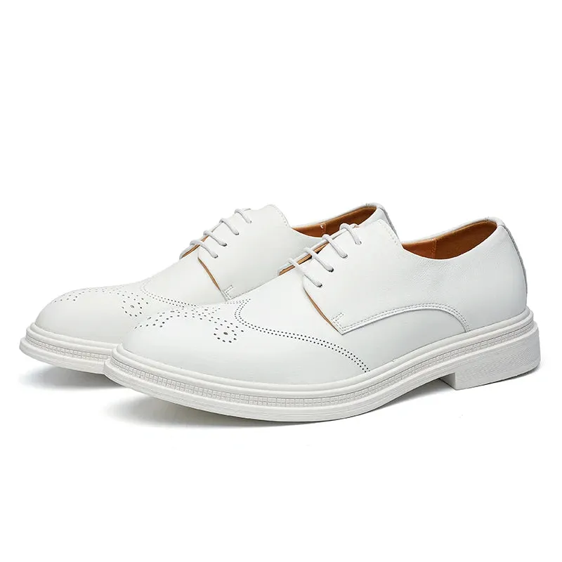 Aidase Men shoes lace up oxfords Luxury Casual White Leather Leisure Dress Shoes Comfort Handmade Trend Fashion wedding party Shoes