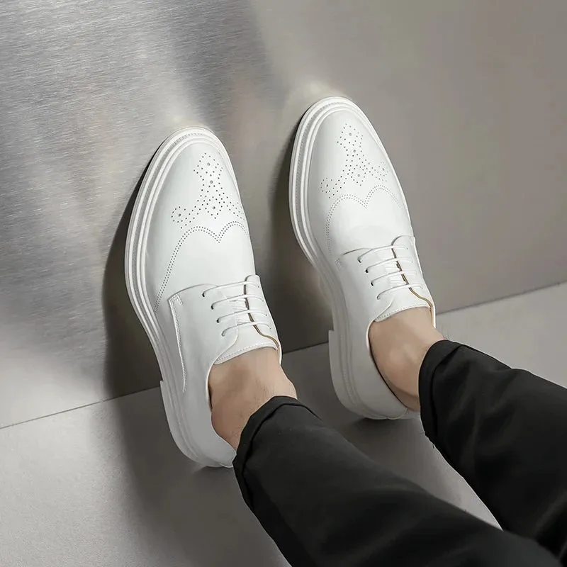 Aidase Men shoes lace up oxfords Luxury Casual White Leather Leisure Dress Shoes Comfort Handmade Trend Fashion wedding party Shoes