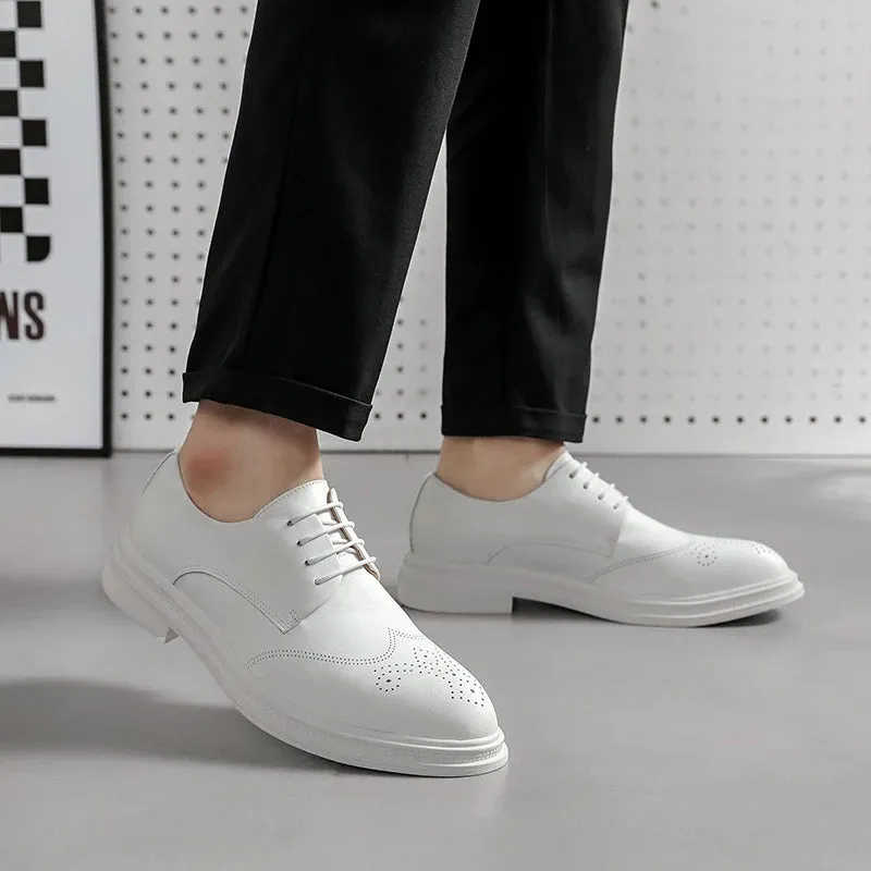 Aidase Men shoes lace up oxfords Luxury Casual White Leather Leisure Dress Shoes Comfort Handmade Trend Fashion wedding party Shoes