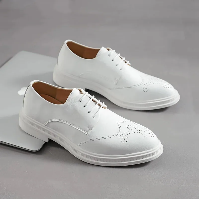 Aidase Men shoes lace up oxfords Luxury Casual White Leather Leisure Dress Shoes Comfort Handmade Trend Fashion wedding party Shoes