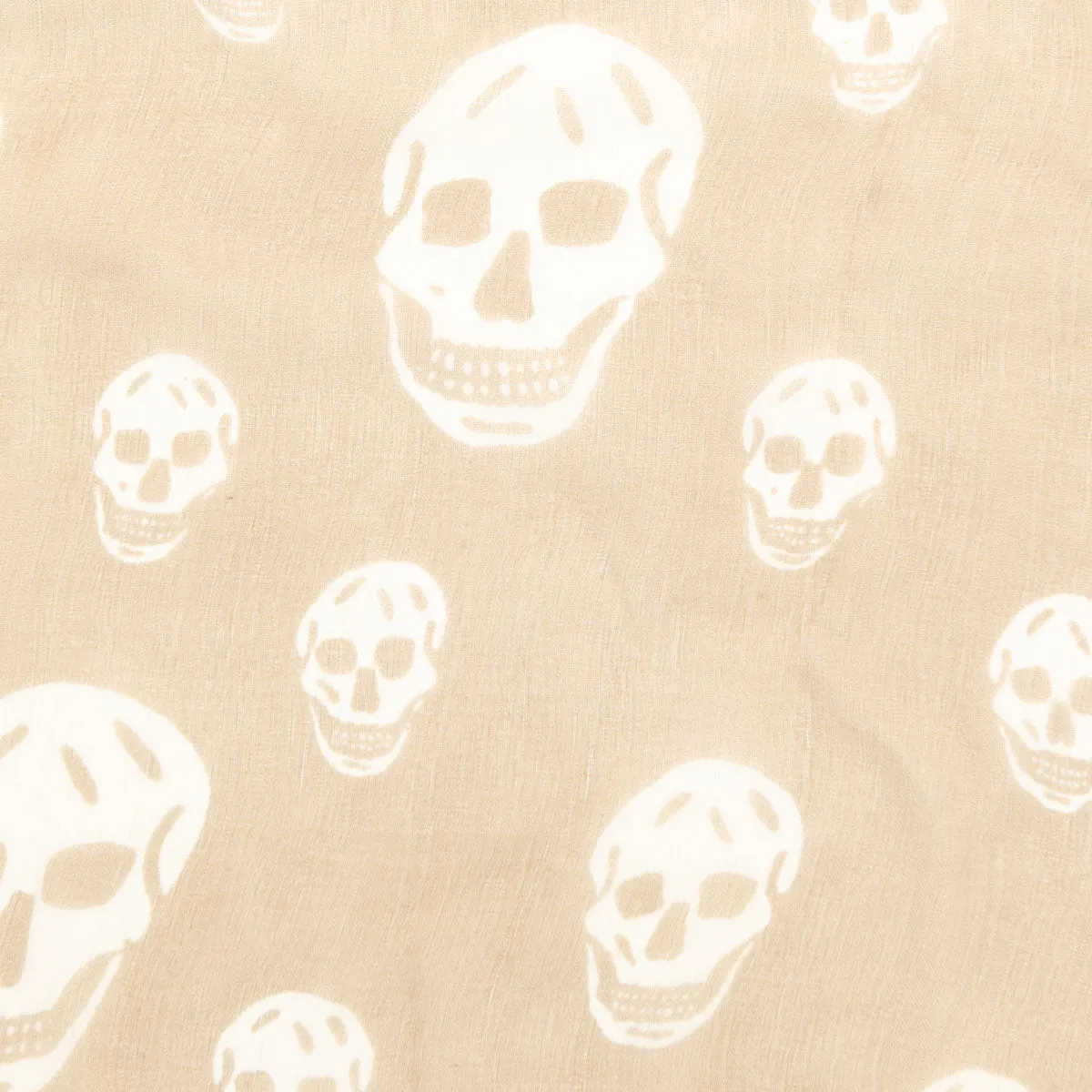 Alexander McQueen Beige & White Silk Skull Print Scarf