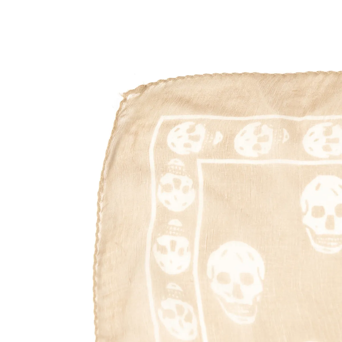 Alexander McQueen Beige & White Silk Skull Print Scarf