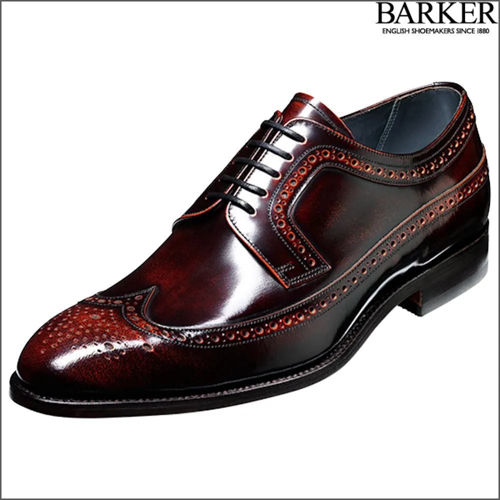 Barker Woodbridge Brandy Polish Wing Tip Derby@