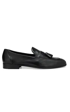 Black Leather Loafers With Tassels