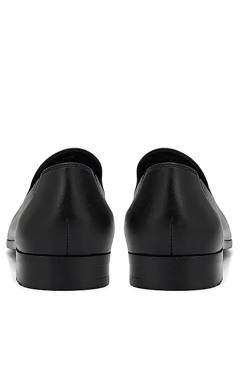 Black Leather Loafers With Tassels