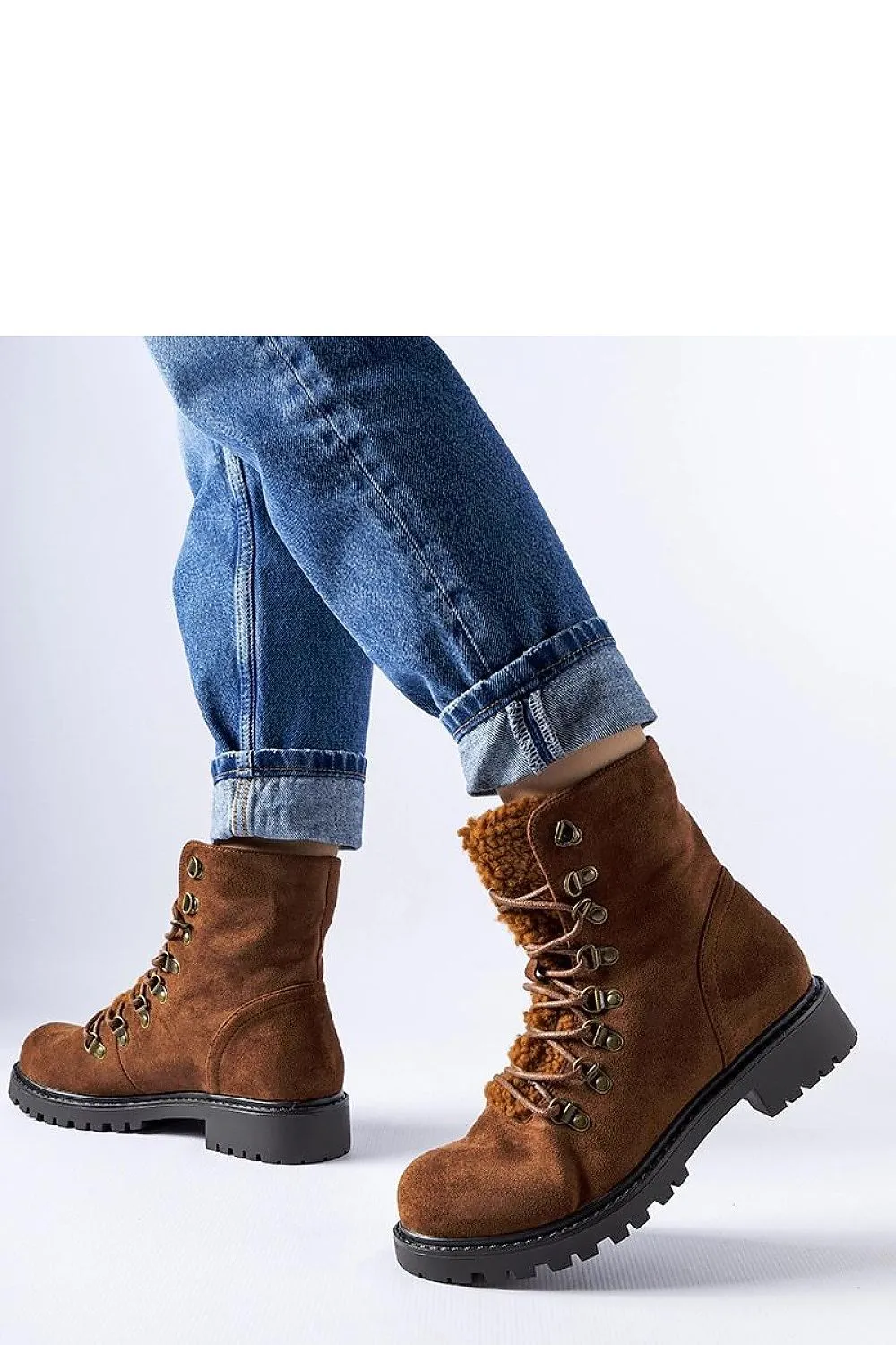 Brown eco-suede ankle boots