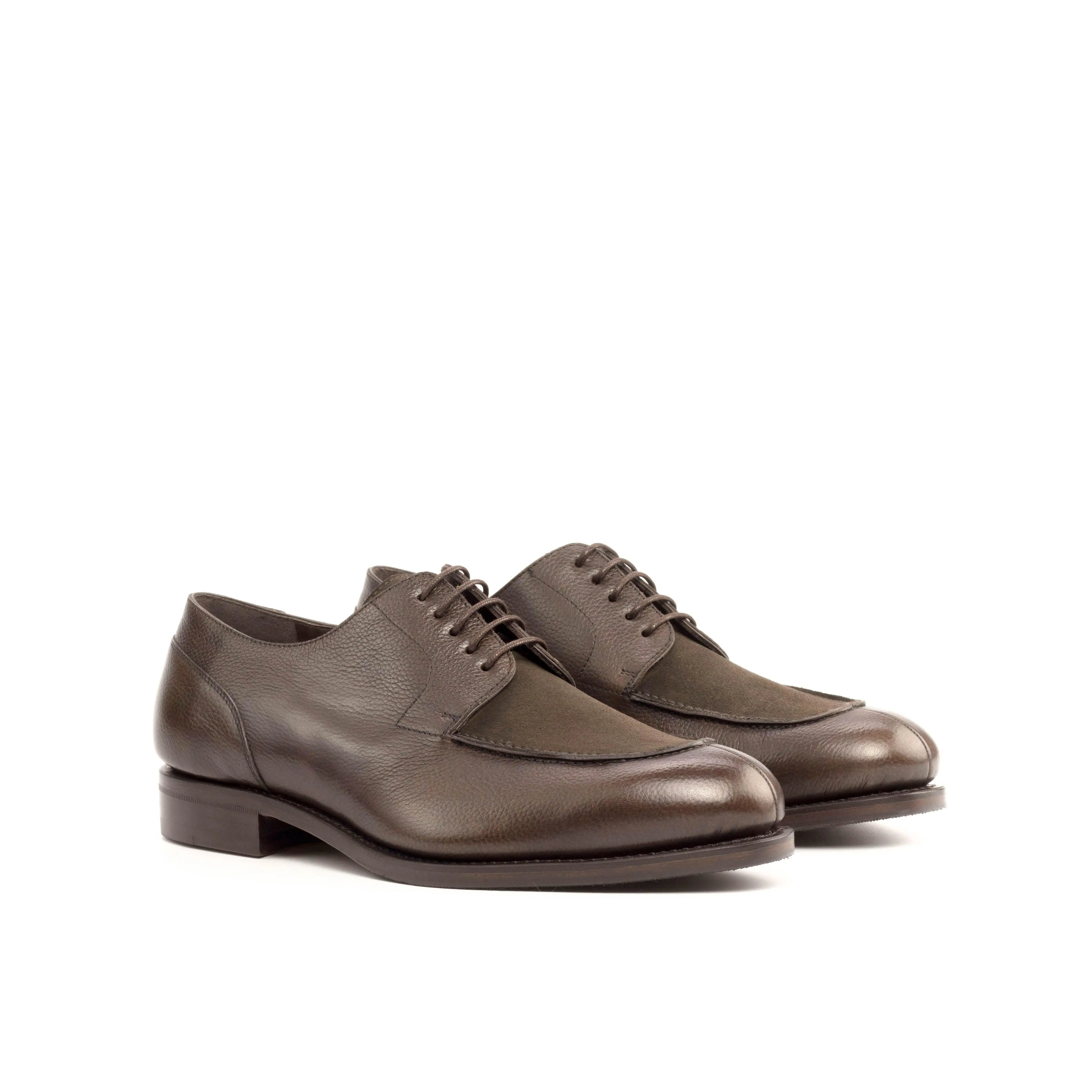 Brown Leather & Suede Split-Toe Derby Shoes