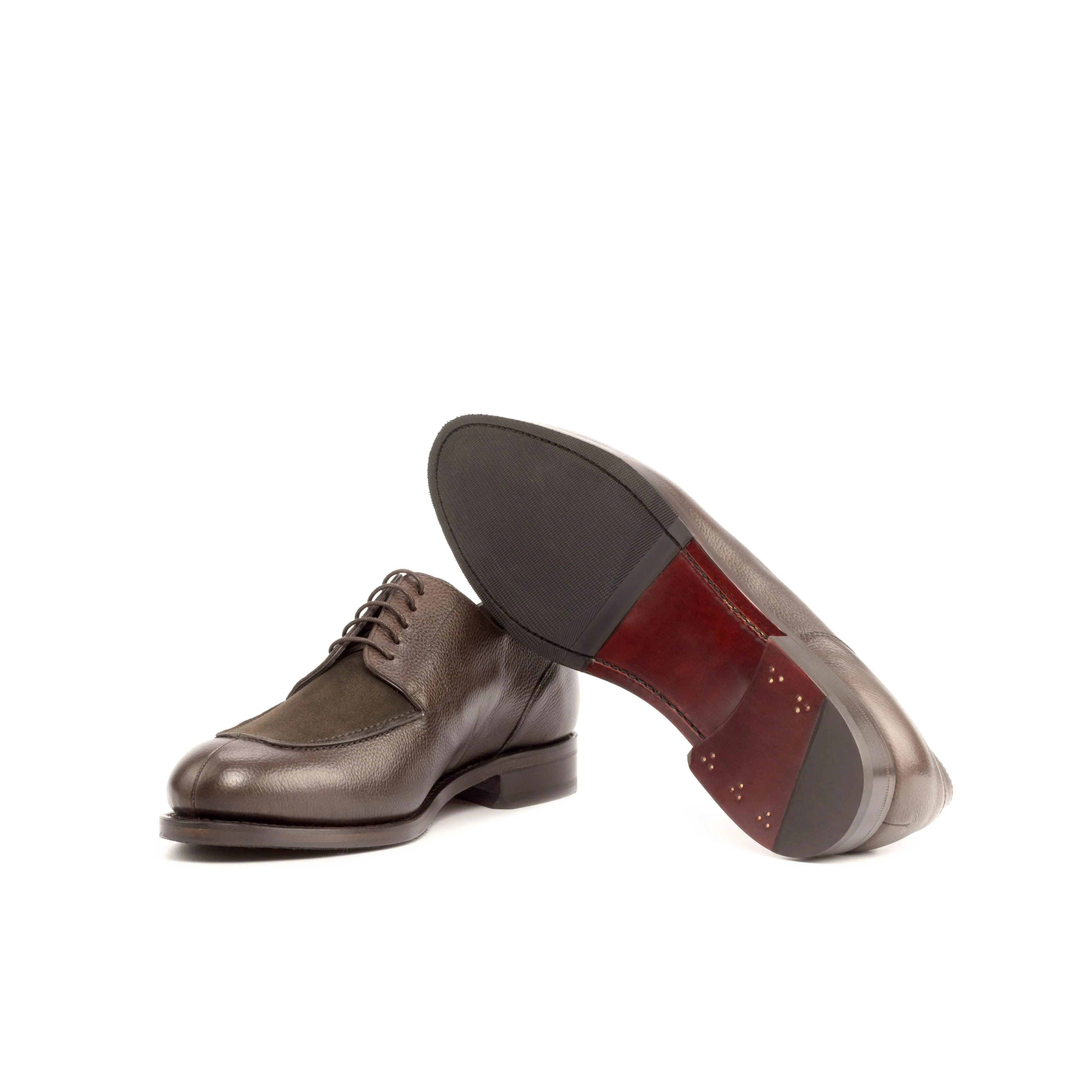 Brown Leather & Suede Split-Toe Derby Shoes