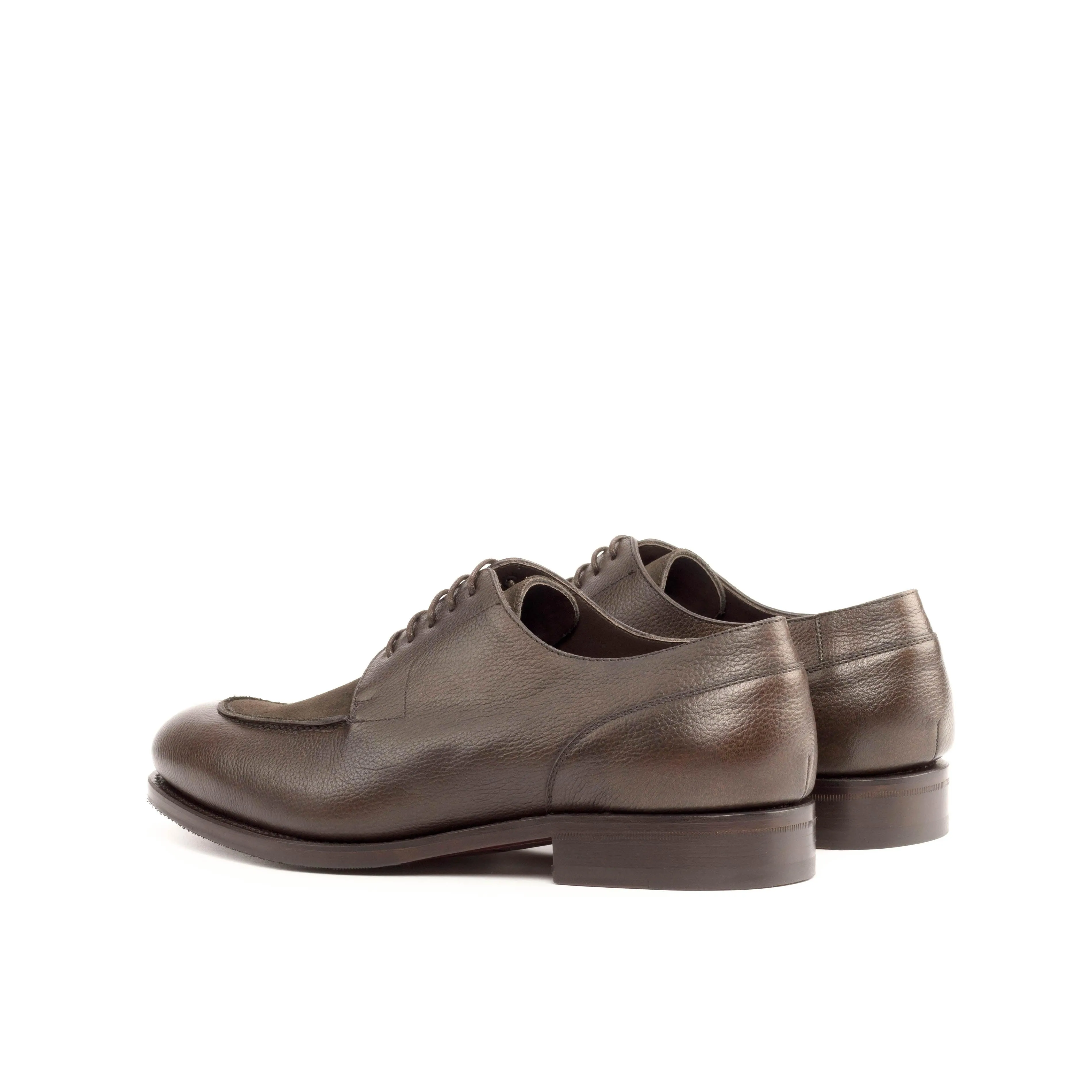 Brown Leather & Suede Split-Toe Derby Shoes