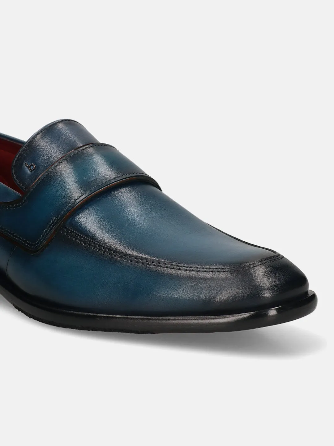bugatti Dark Blue Premium Leather Slip-ons Formal