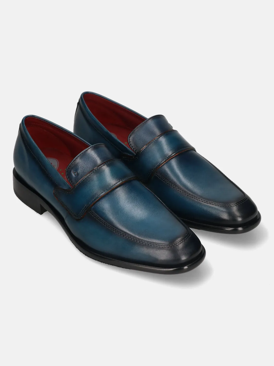 bugatti Dark Blue Premium Leather Slip-ons Formal