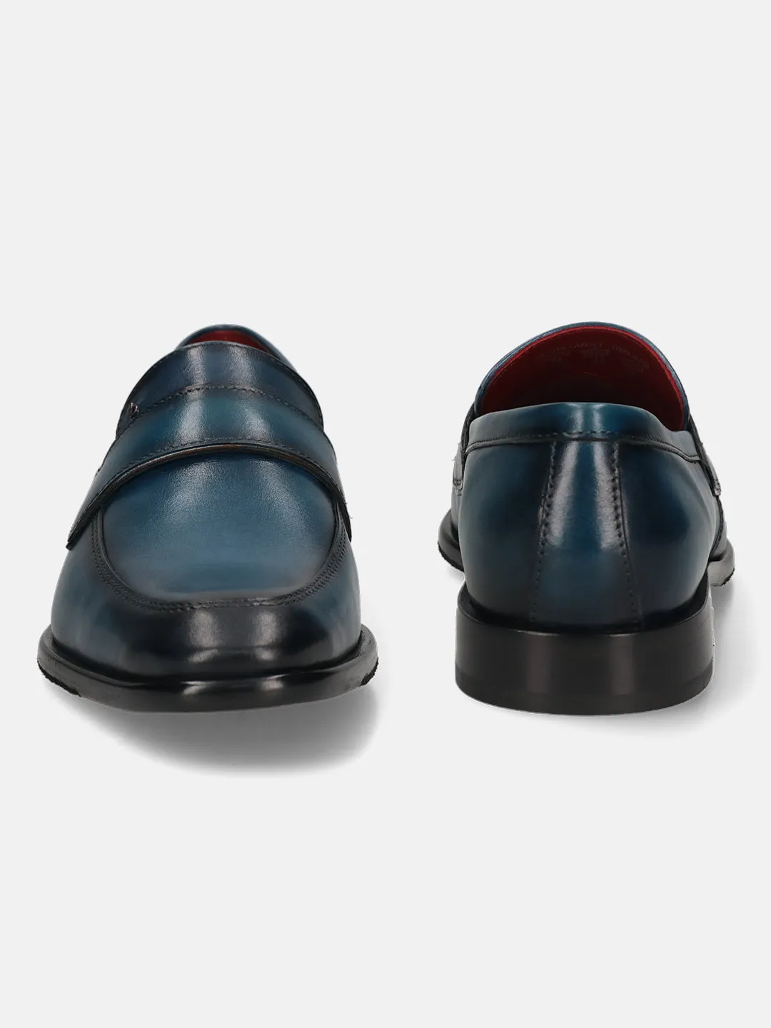 bugatti Dark Blue Premium Leather Slip-ons Formal