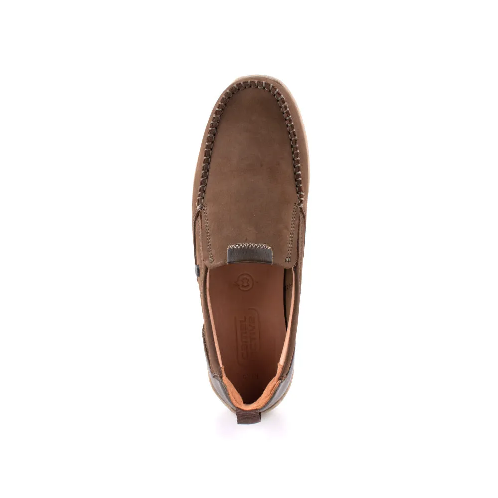 camel active Nubuck Leather Slip On Loafers Men Olive RASCO 872401-AM1SV-7
