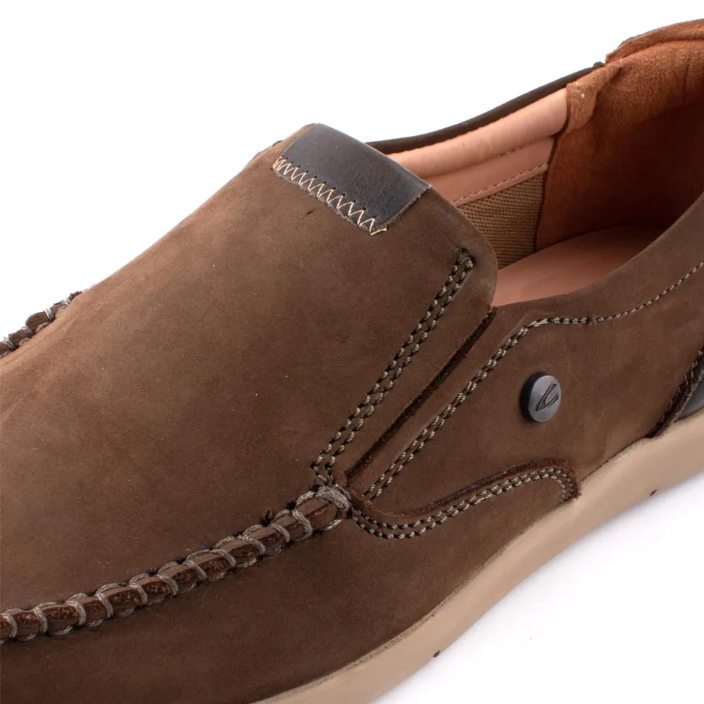camel active Nubuck Leather Slip On Loafers Men Olive RASCO 872401-AM1SV-7