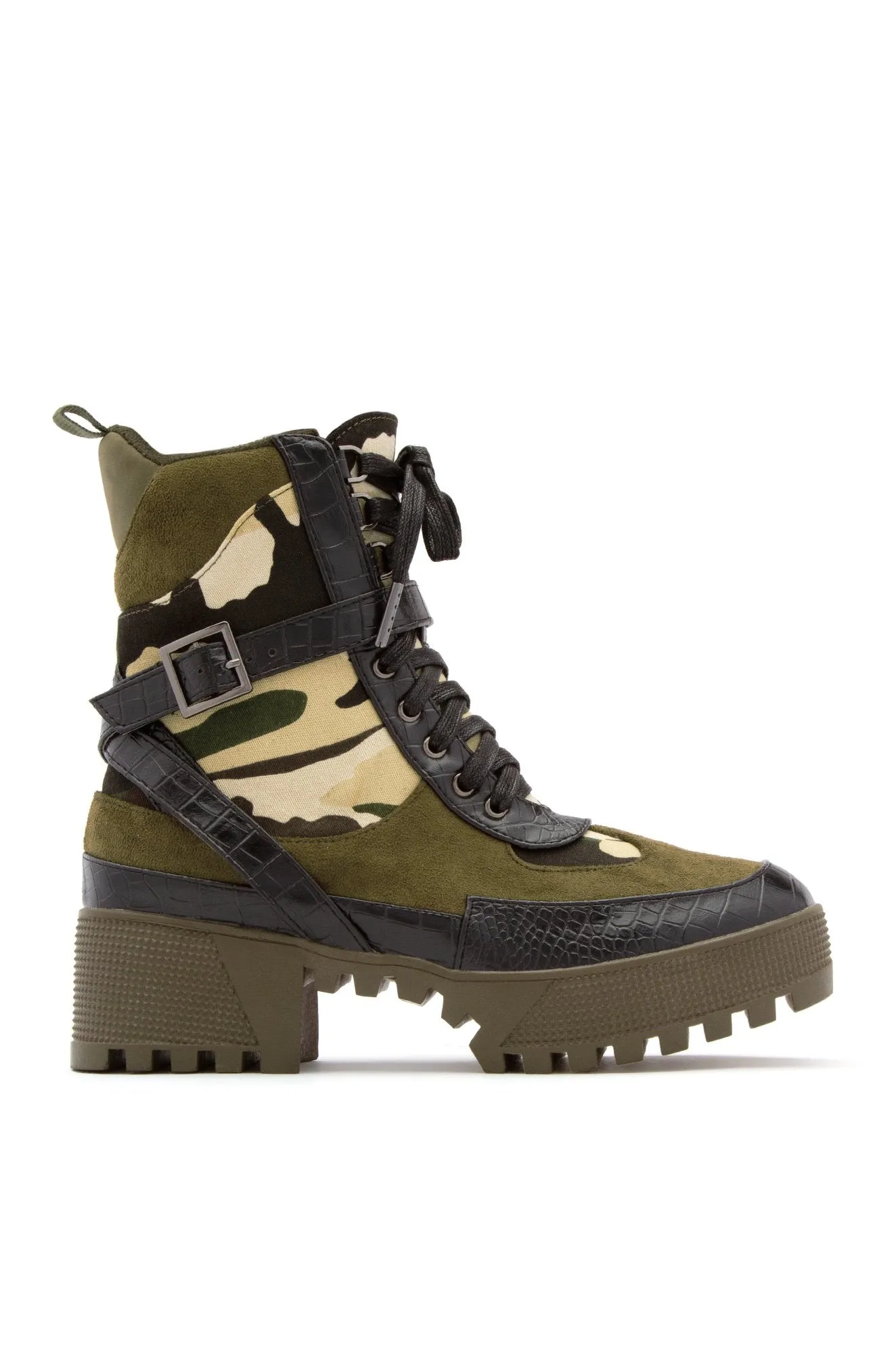 Cape Robbin Chase Camouflage Olive Lug Sole Combat Booties
