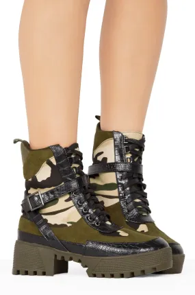 Cape Robbin Chase Camouflage Olive Lug Sole Combat Booties
