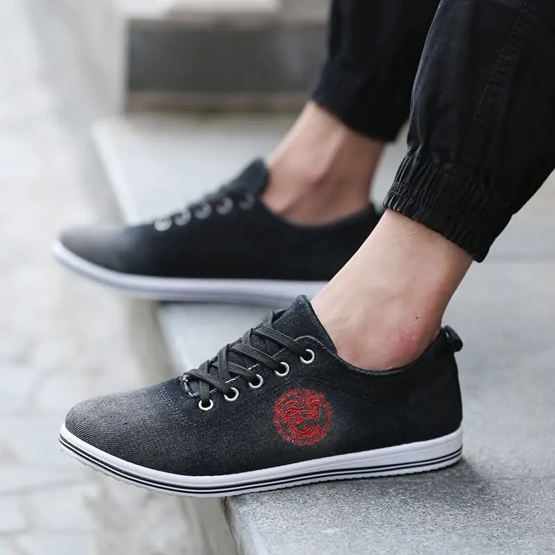 Casual Canvas Low Heeled Loafers For Men