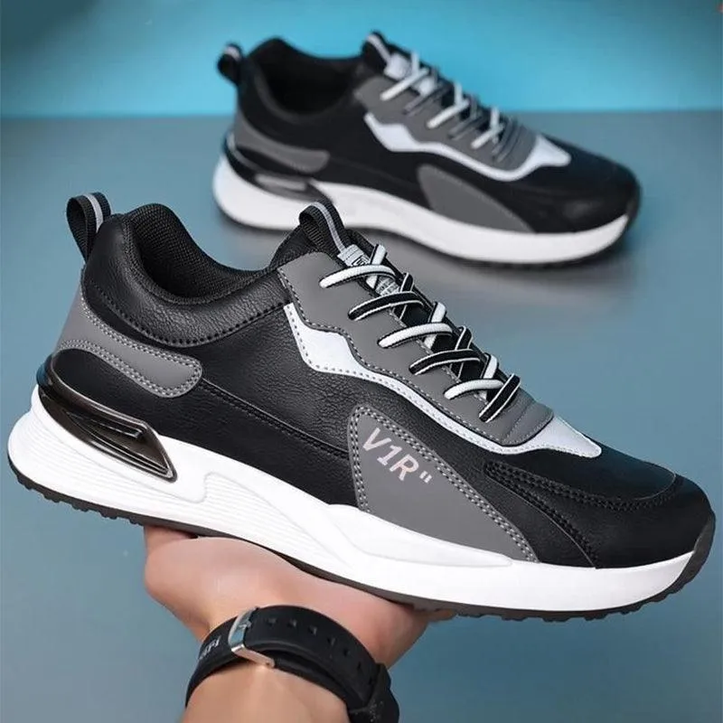 Casual Men's Shoes Soft Sole Color-block Lace-up Sneakers Versatile Trendy Running Sports Shoes