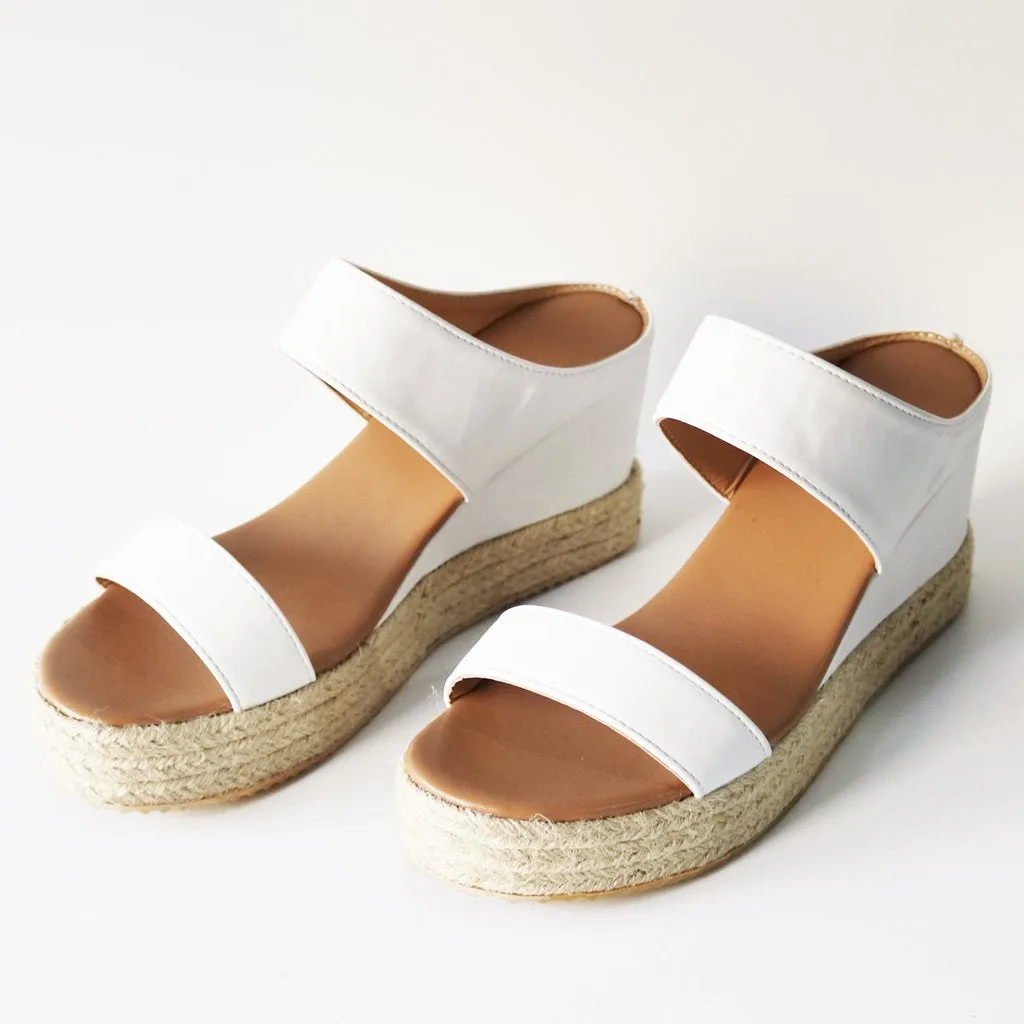 Chicvane Open Toe Espadrille Shoes Wedge Sandals