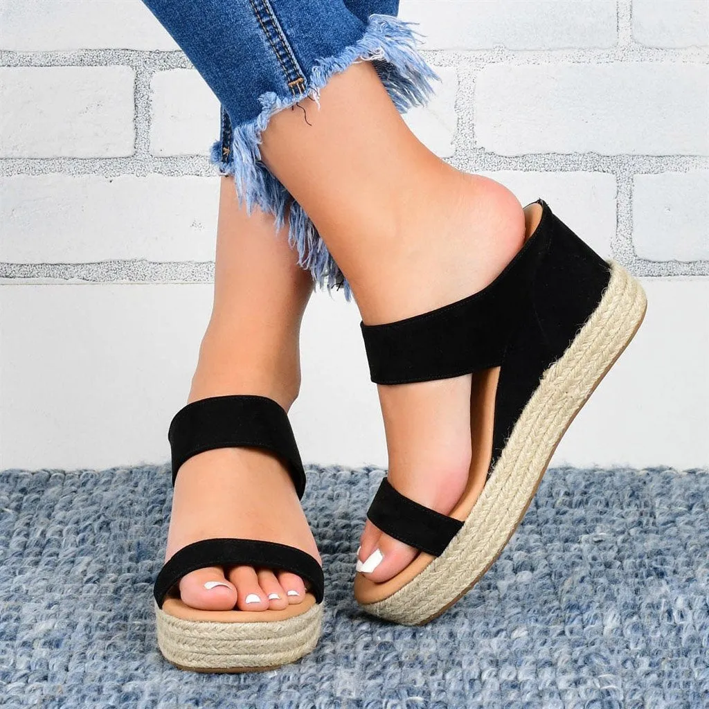 Chicvane Open Toe Espadrille Shoes Wedge Sandals