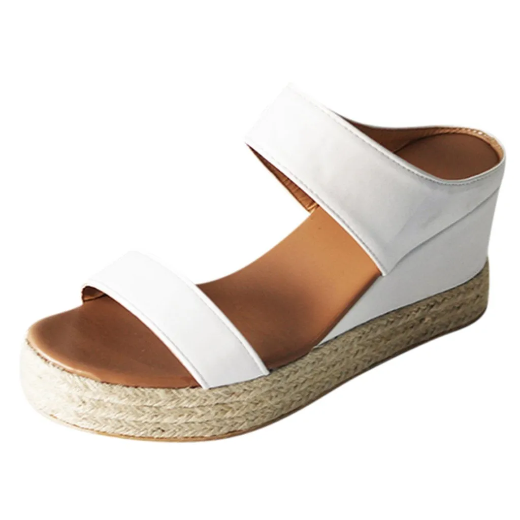 Chicvane Open Toe Espadrille Shoes Wedge Sandals
