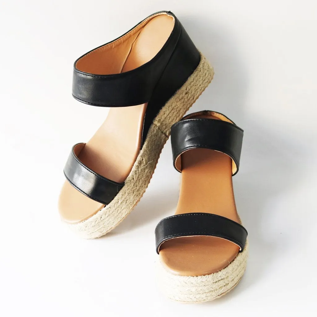Chicvane Open Toe Espadrille Shoes Wedge Sandals