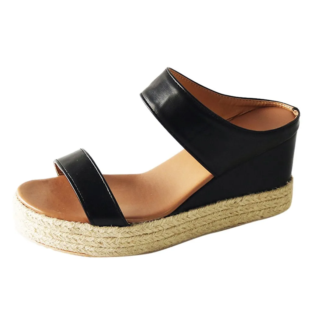Chicvane Open Toe Espadrille Shoes Wedge Sandals