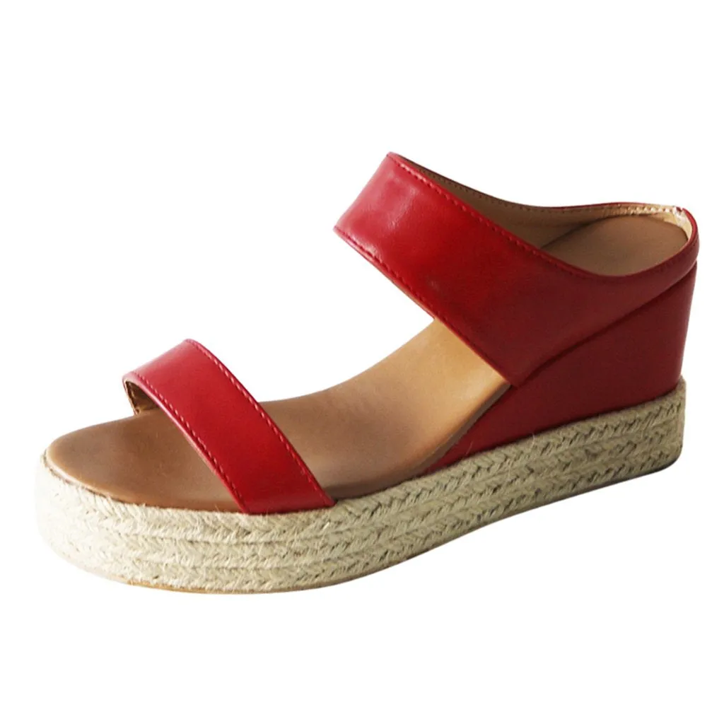 Chicvane Open Toe Espadrille Shoes Wedge Sandals