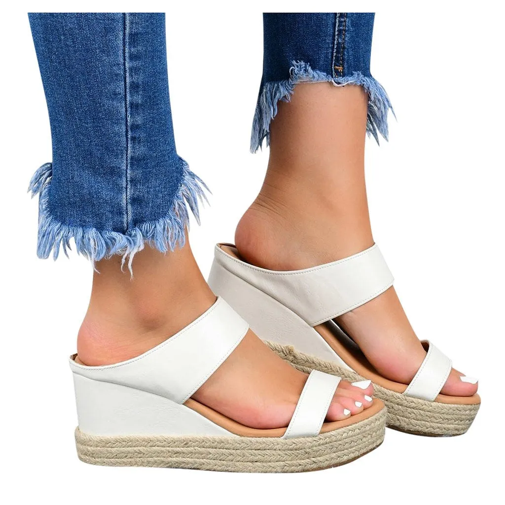 Chicvane Open Toe Espadrille Shoes Wedge Sandals