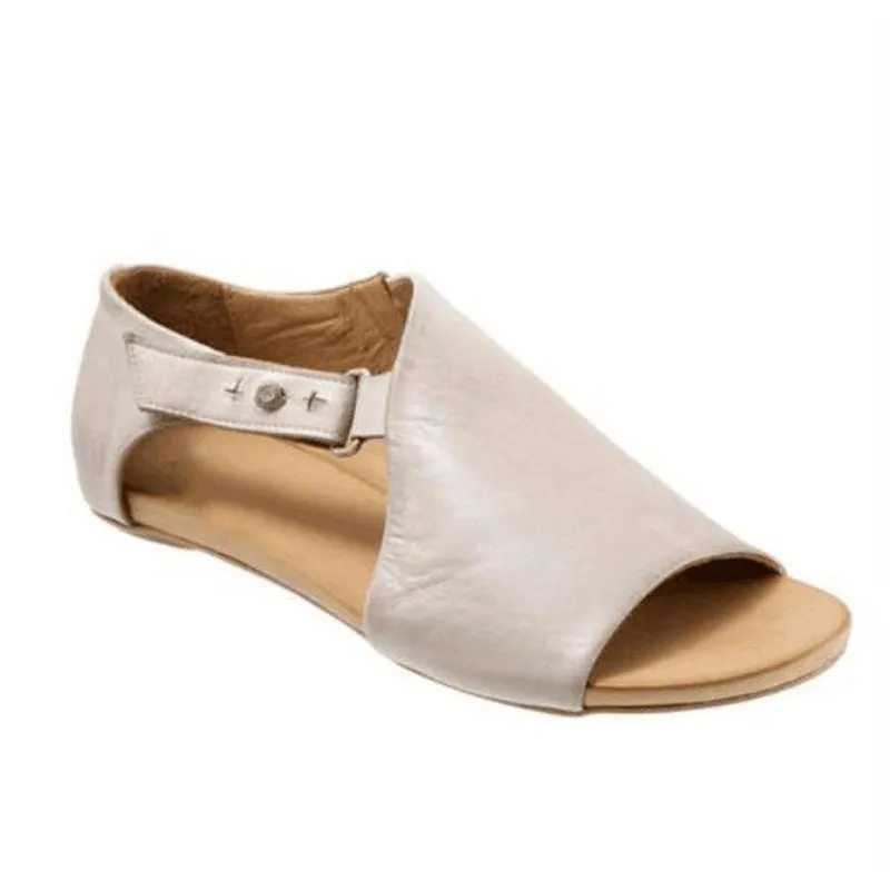Chicvane Solid Leather Open Toe Women Flat Sandals