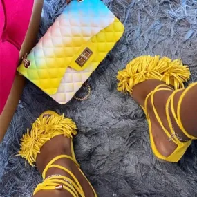 Chicvane Tassel Strappy Flat Sandals for Women