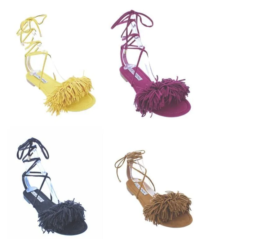 Chicvane Tassel Strappy Flat Sandals for Women