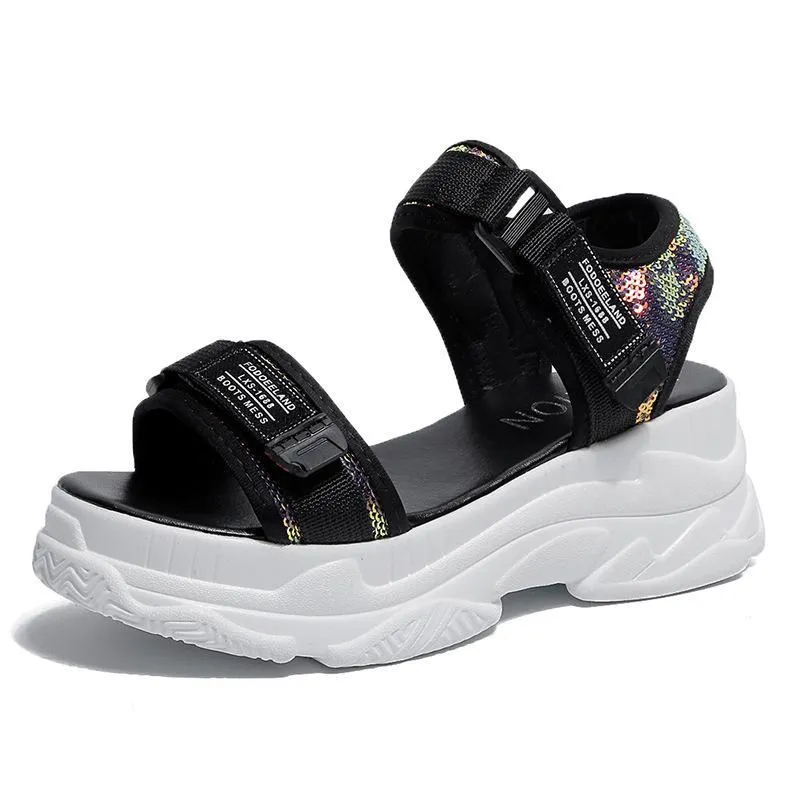 Chicvane Velcro Closure high Heel Platform Open-toe Casual Sandals