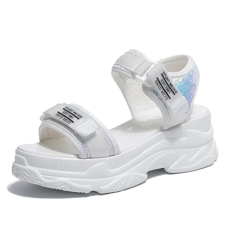 Chicvane Velcro Closure high Heel Platform Open-toe Casual Sandals