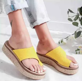 Chicvane Women's Linen Open Toe Wedges Sandals