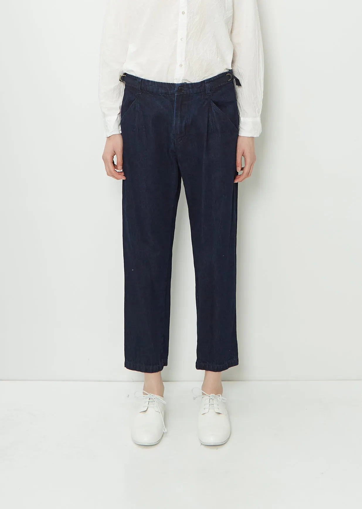 Cotton Linen Denim Pants — Indigo