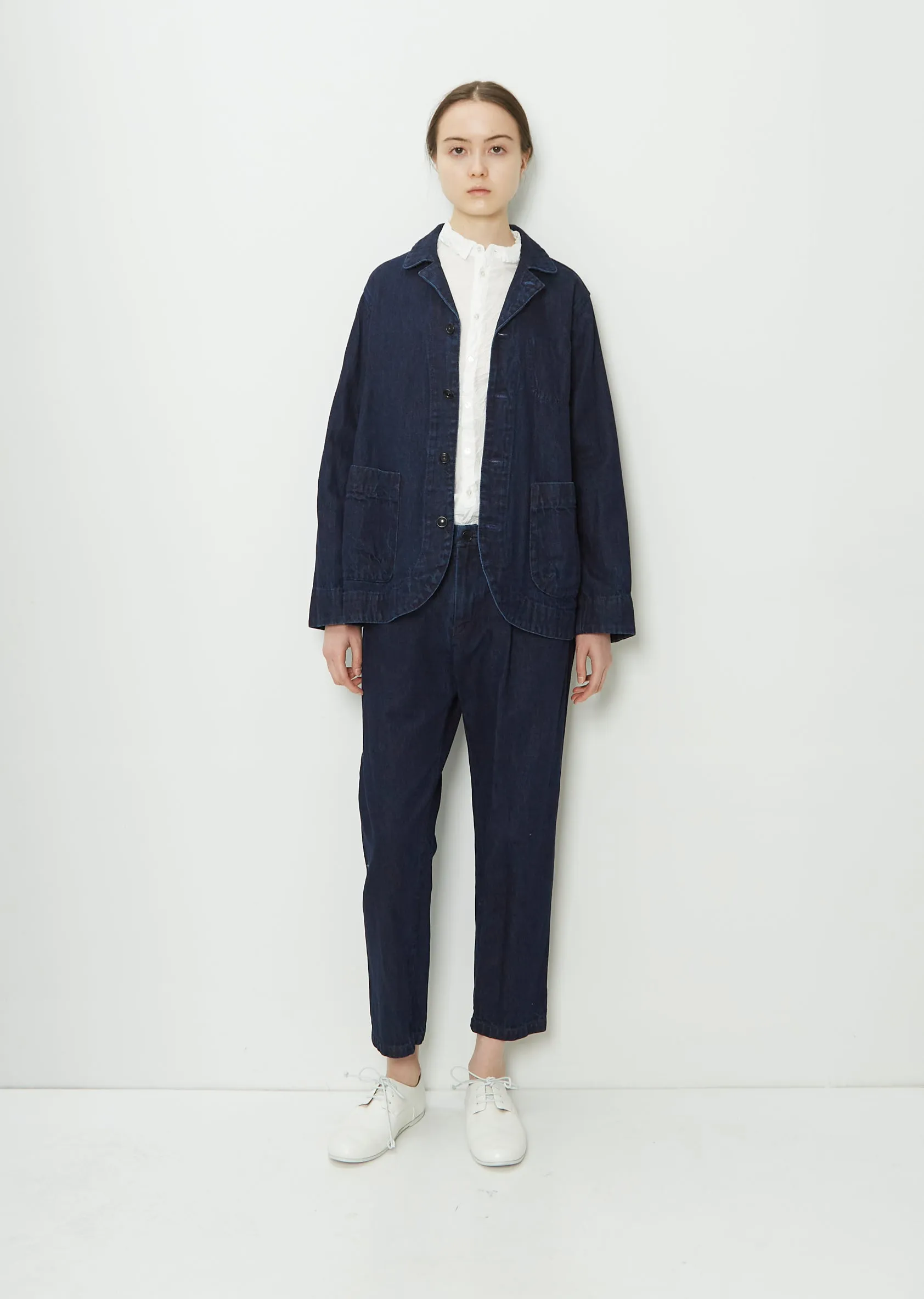 Cotton Linen Denim Pants — Indigo