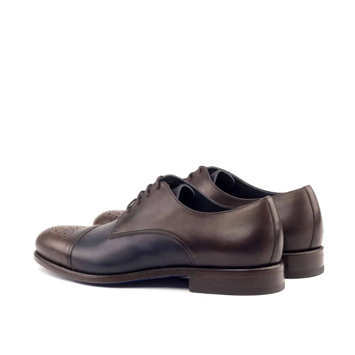 DapperFam Vero in Dark Brown / Navy Men's Italian Leather Derby