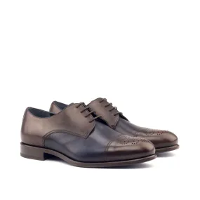 DapperFam Vero in Dark Brown / Navy Men's Italian Leather Derby