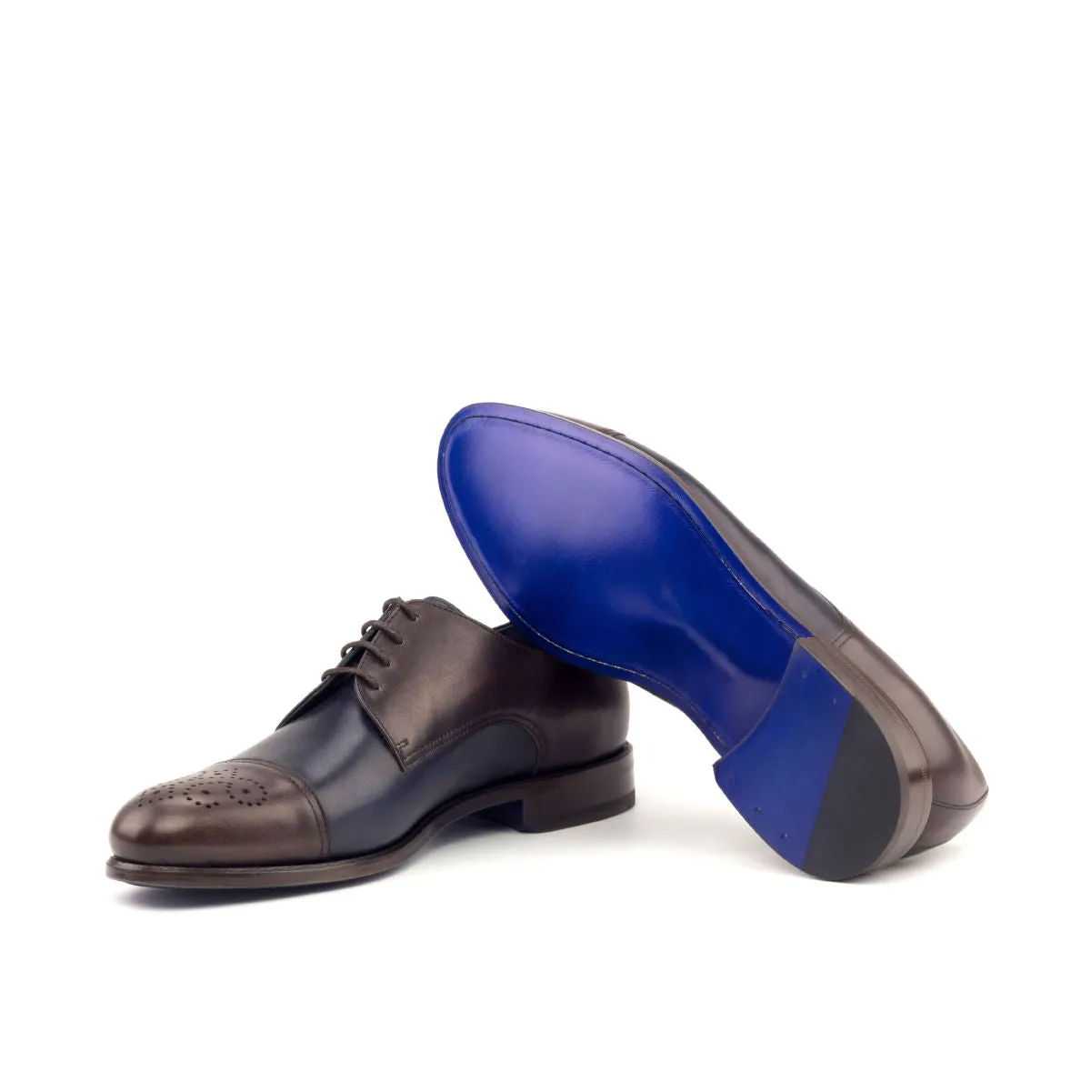 DapperFam Vero in Dark Brown / Navy Men's Italian Leather Derby