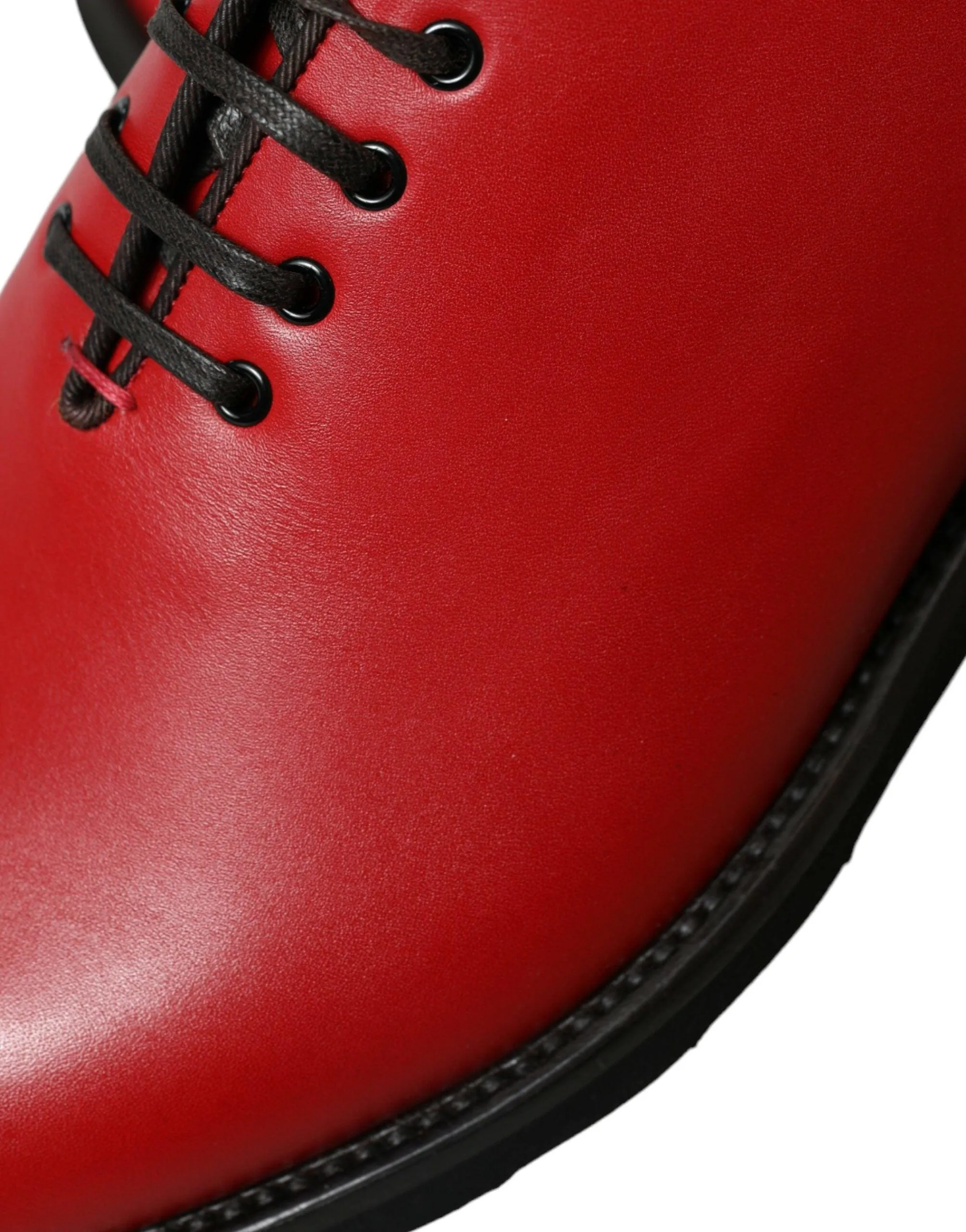 Dolce & Gabbana Elegant Red Leather Oxford Dress Sko