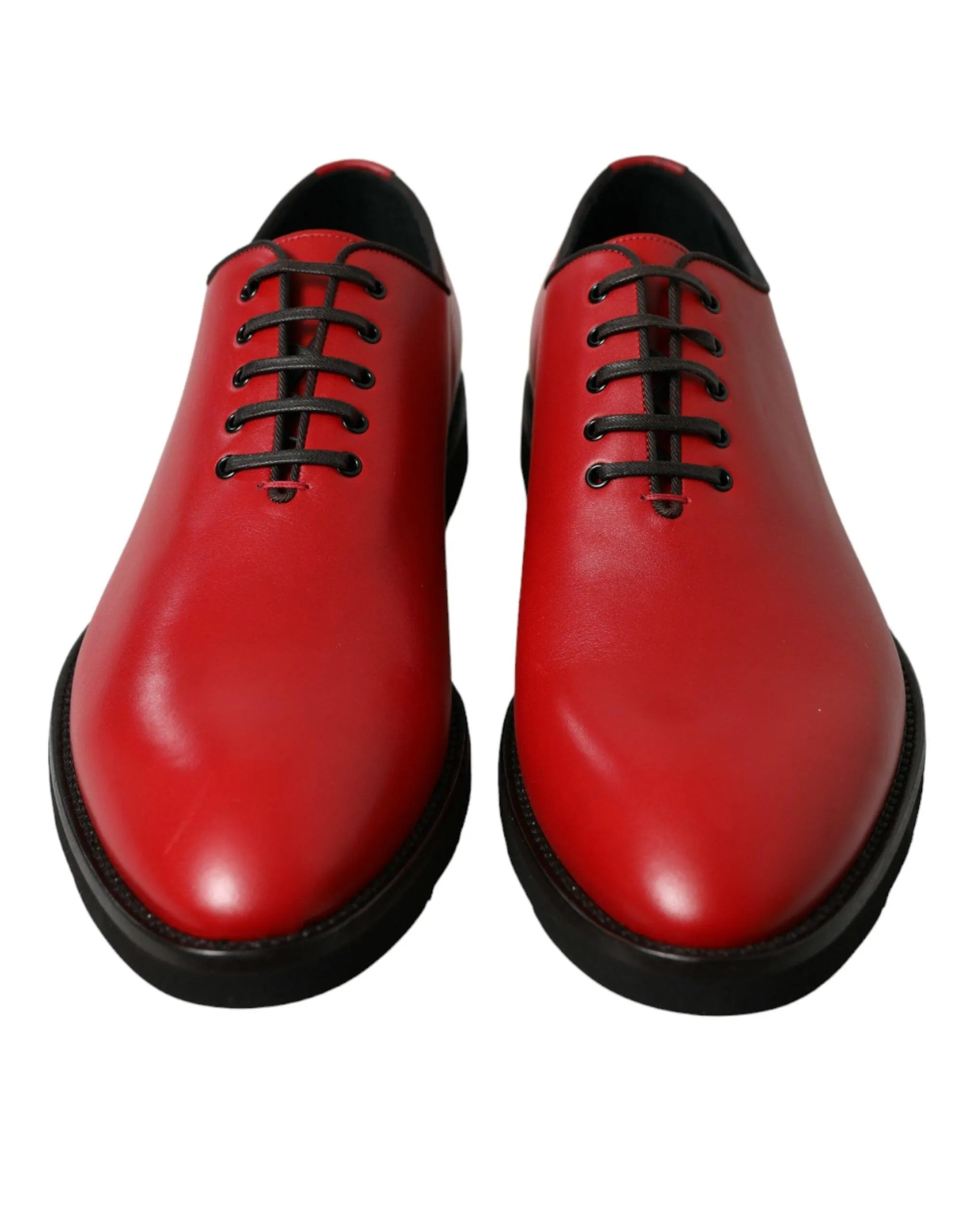 Dolce & Gabbana Elegant Red Leather Oxford Dress Sko