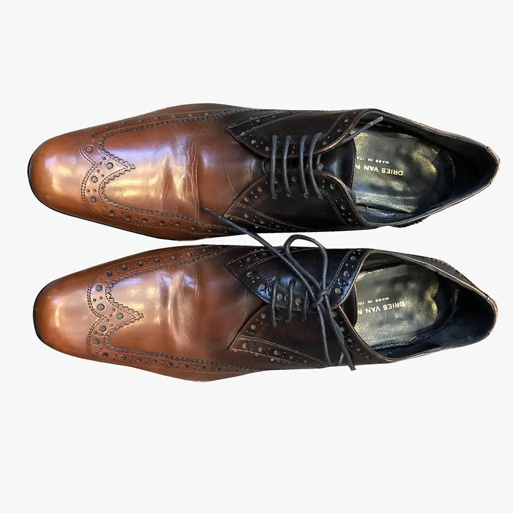 DRIES VAN NOTEN Lace-Up Black & Brown Ombré Oxfords Shoes | Size US 7 - EU 37